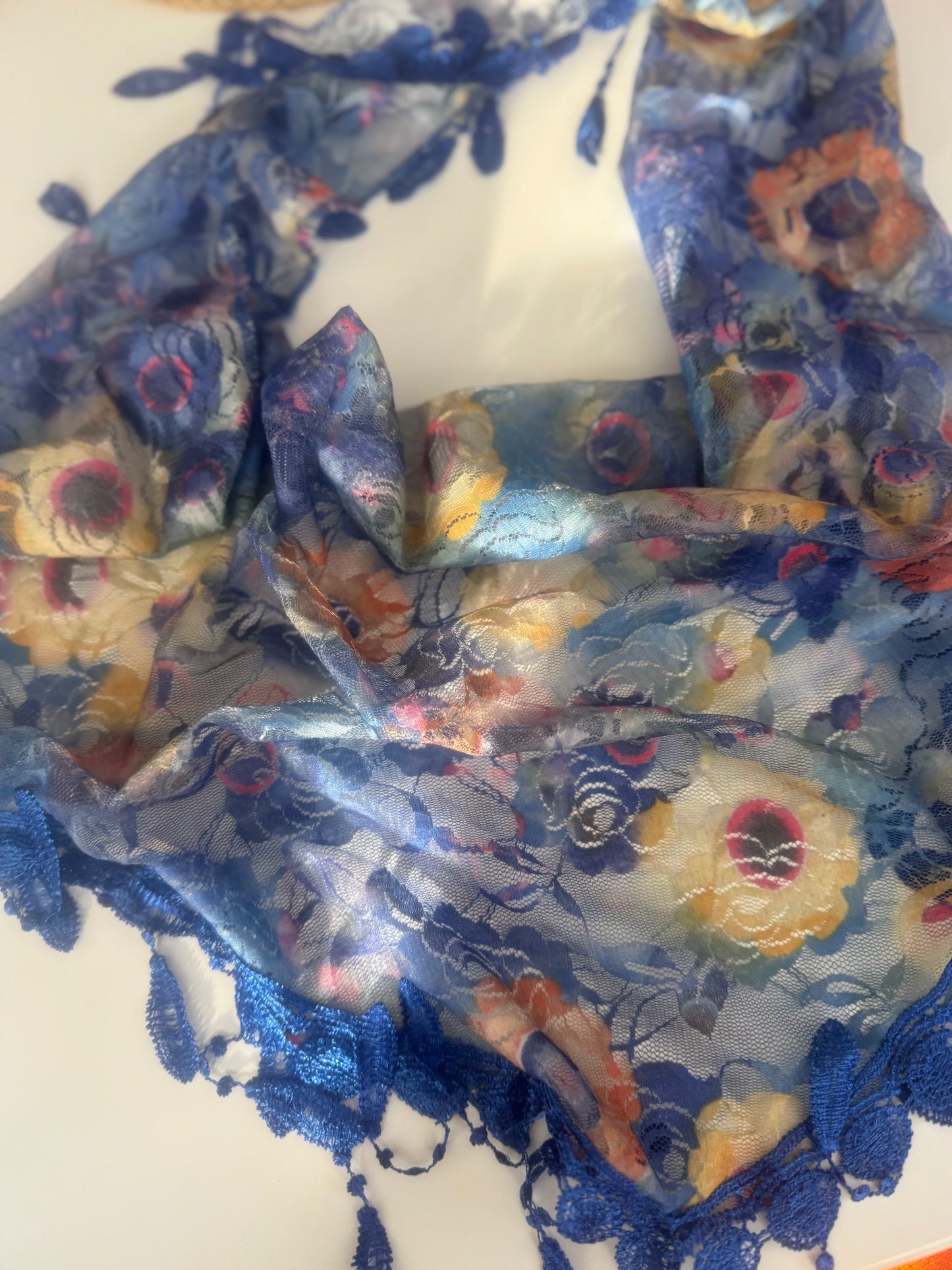 
                  
                    ROSE LACE NECK SCARF BLUE FLORAL
                  
                