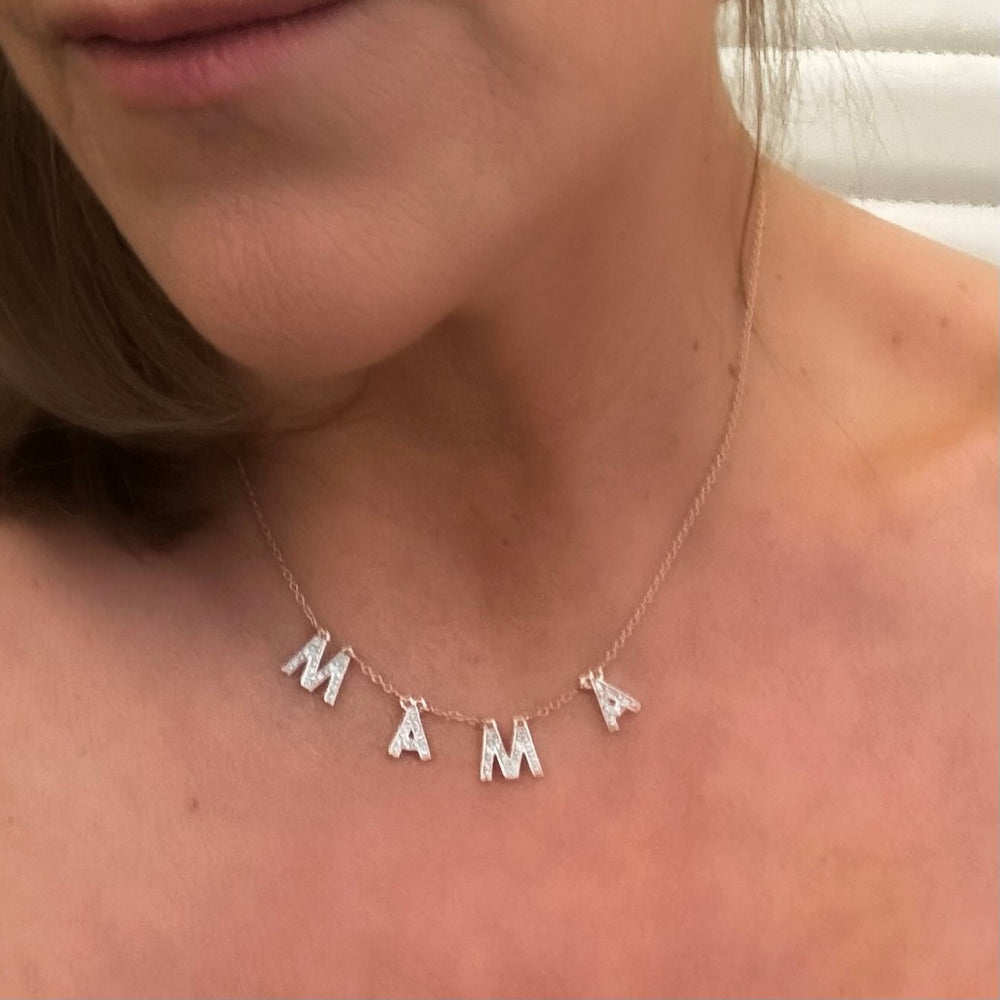 Mama Diamond Bunting Necklace Silver